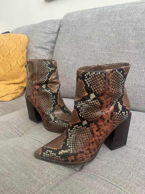 Call It Spring Shoes - Call It Spring Snake-Print Ankle Boots - Brown